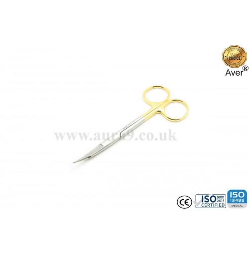 Stainless Steel Scissors Tungsten Carbide Tip, Gold Man Fox Saw Edge Curved 13 CM 